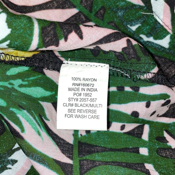 Blue Island 3 tiered maxi beach dress tropical print pineapple palm leaves XS - Picture 10 of 13